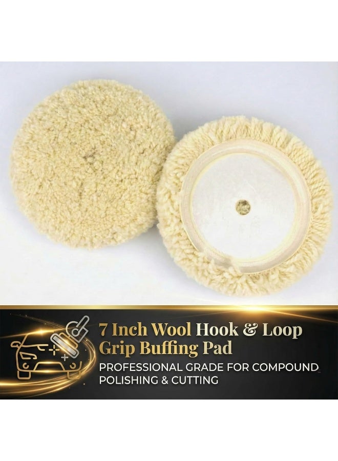 وسادة تلميع صوفية مقاس 7 بوصات، وسادة تلميع بخطاف وحلقة لجهاز تلميع السيارات، عجلة تلميع صوفية عالية الكفاءة لعمليات الصقل والتلميع وإزالة الخدوش، وسادة احترافية مقاس 180 مم لتفاصيل السيارات والقوارب والزجاج والخشب - PS001 - Image 4